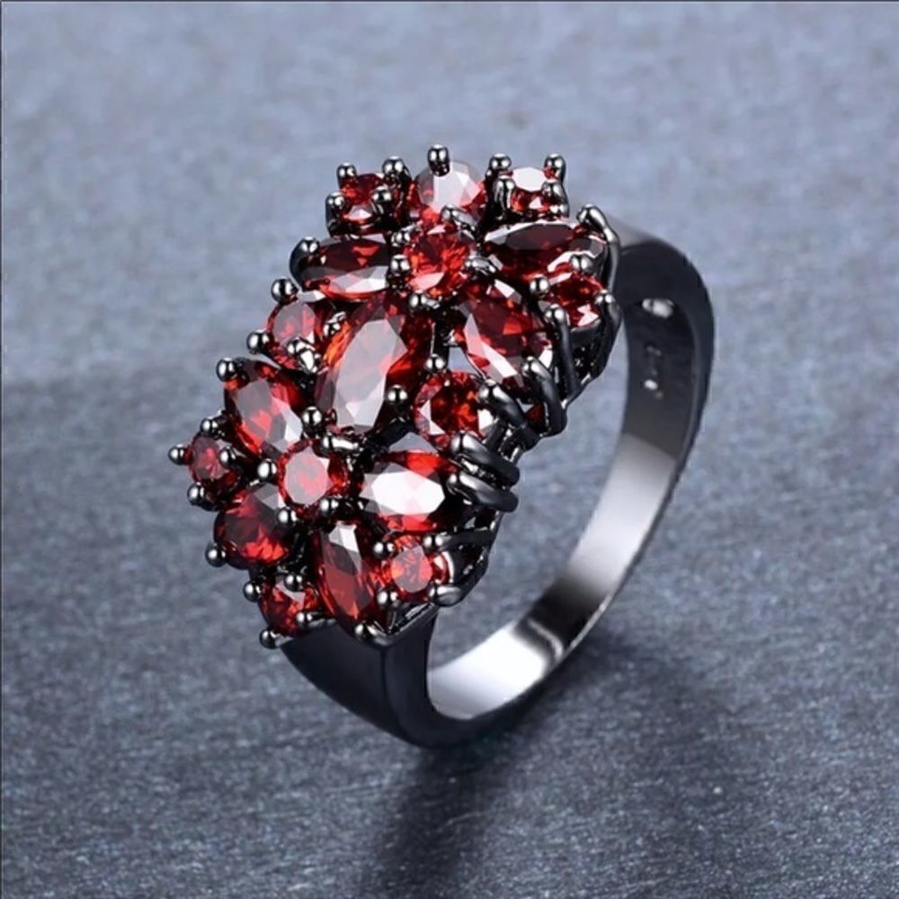 Black 10k Gold Filled Flower Rings